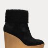 Siyah Kadın Ralph Lauren Steph Shearling-Trim Süet Botlar Siyah Kadın Ralph Lauren Steph Shearling-Trim Süet Botlar