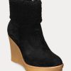 Siyah Kadın Ralph Lauren Steph Shearling-Trim Süet Botlar Siyah Kadın Ralph Lauren Steph Shearling-Trim Süet Botlar
