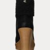 Siyah Kadın Ralph Lauren Steph Shearling-Trim Süet Botlar Siyah Kadın Ralph Lauren Steph Shearling-Trim Süet Botlar