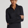 Siyah Kadın Ralph Lauren Streç Jersey Çeyrek Fermuarlı Sweatshirt