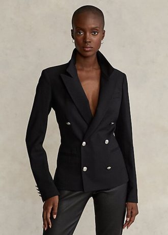 Siyah Kadın Ralph Lauren Streç Yün Blazer’lar