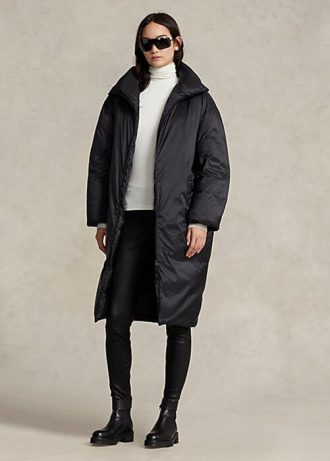 Siyah Kadın Ralph Lauren Su Geçirmez Kaz Tüyü Montlar