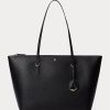 Siyah Kadın Ralph Lauren Suni Deri Keaton Tote Çantalar