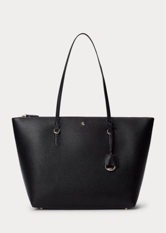 Siyah Kadın Ralph Lauren Suni Deri Keaton Tote Çantalar