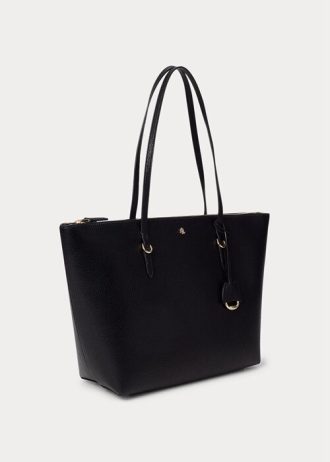 Siyah Kadın Ralph Lauren Suni Deri Keaton Tote Çantalar