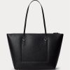 Siyah Kadın Ralph Lauren Suni Deri Keaton Tote Çantalar