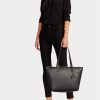 Siyah Kadın Ralph Lauren Suni Deri Keaton Tote Çantalar