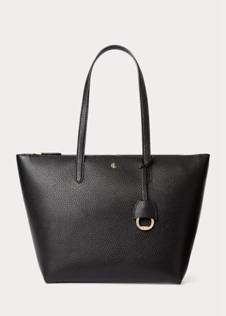 Siyah Kadın Ralph Lauren Suni Deri Küçük Tote Çantalar