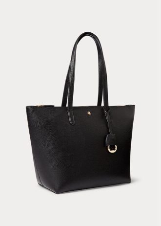 Siyah Kadın Ralph Lauren Suni Deri Küçük Tote Çantalar