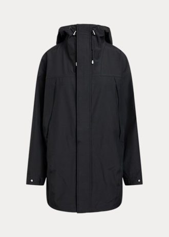 Siyah Kadın Ralph Lauren Suya Dayanıklı Kapüşonlu Rüzgarlık