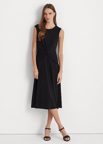 Siyah Kadın Ralph Lauren Twist-Front Jersey Elbise