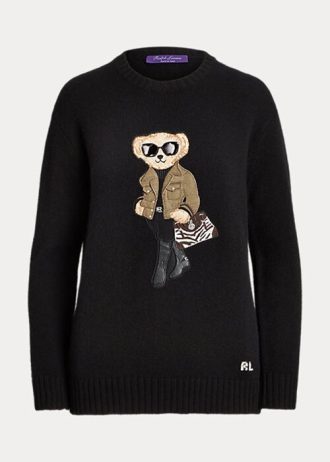 Siyah Kadın Ralph Lauren Utility Bear Kaşmir Kazaklar