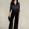Siyah Kadın Ralph Lauren Yüksek Bel Geniş Paça Kısa Kot Pantolon Siyah Kadın Ralph Lauren Yüksek Bel Geniş Paça Kısa Kot Pantolon