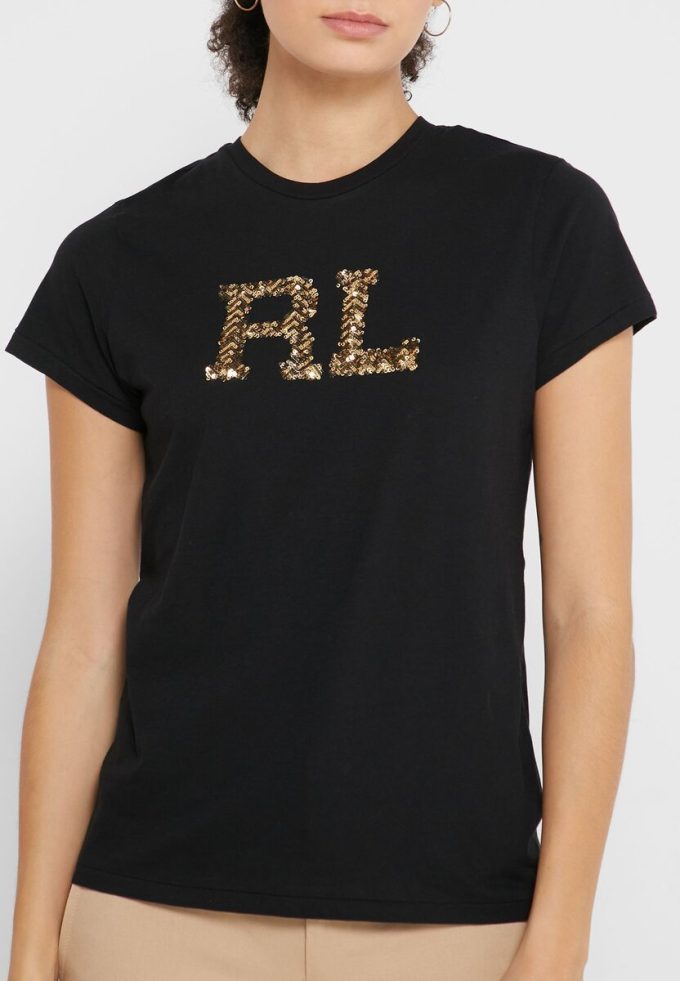 Siyah Kadın Ralph Lauren Yuvarlak Yaka Grafik Üstler Siyah Kadın Ralph Lauren Yuvarlak Yaka Grafik Üstler