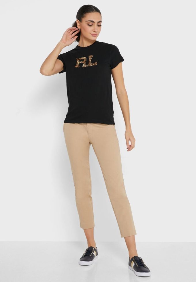 Siyah Kadın Ralph Lauren Yuvarlak Yaka Grafik Üstler Siyah Kadın Ralph Lauren Yuvarlak Yaka Grafik Üstler