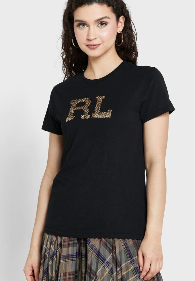Siyah Kadın Ralph Lauren Yuvarlak Yaka Logolu Tişörtler Siyah Kadın Ralph Lauren Yuvarlak Yaka Logolu Tişörtler