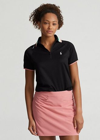 Siyah Kadın Ralph Lauren Özel Kesim Çeyrek Fermuarlı Polo Tişörtler