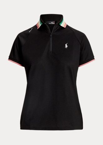 Siyah Kadın Ralph Lauren Özel Kesim Çeyrek Fermuarlı Polo Tişörtler