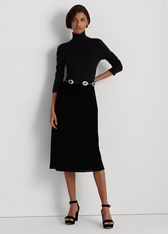 Siyah Kadınlar İçin Ralph Lauren Kadife A Kesim Etekler Siyah Kadınlar İçin Ralph Lauren Kadife A Kesim Etekler