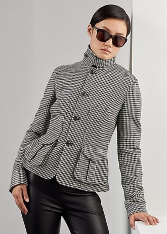 Siyah / Krem Kadın Ralph Lauren Cartwright Houndstooth Yün Karışımlı Ceketler