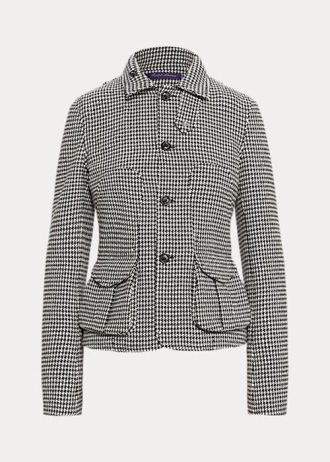 Siyah / Krem Kadın Ralph Lauren Cartwright Houndstooth Yün Karışımlı Ceketler