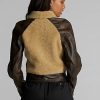 Siyah / Krem Kadın Ralph Lauren Shearling Panelli Deri Ceketler