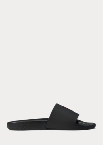 Siyah / Kırmızı Erkek Ralph Lauren İmzalı Pony Terlikler