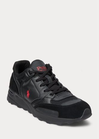 Siyah / Kırmızı Erkek Ralph Lauren Trackster 200 Spor Ayakkabı
