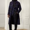 Siyah / Nacy Erkek Ralph Lauren Ekose Yünlü Twill Balmacaan Üst Kat Montlar Siyah / Nacy Erkek Ralph Lauren Ekose Yünlü Twill Balmacaan Üst Kat Montlar