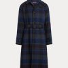Siyah / Nacy Erkek Ralph Lauren Ekose Yünlü Twill Balmacaan Üst Kat Montlar Siyah / Nacy Erkek Ralph Lauren Ekose Yünlü Twill Balmacaan Üst Kat Montlar