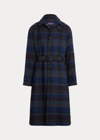 Siyah / Nacy Erkek Ralph Lauren Ekose Yünlü Twill Balmacaan Üst Kat Montlar