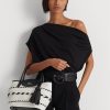 Siyah/Pamuk Beyaz Kadın Ralph Lauren Geo-Motif Dokuma Deri Büyük Perri Tote Çantalar