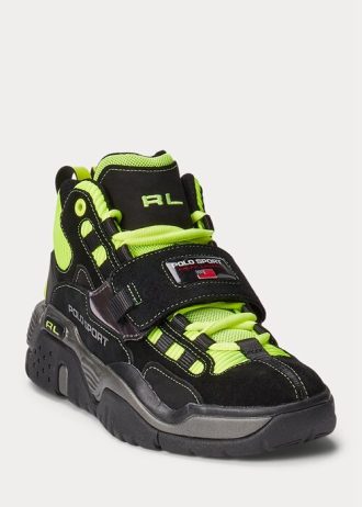Siyah / Sarı Erkek Ralph Lauren PS100 Yüksek Topuklu Spor Ayakkabı