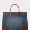 Sunset Indigo Wash/Lauren Kadın Ralph Lauren Deri Kenarlı Kot Büyük Devyn Tote Çantalar Sunset Indigo Wash/Lauren Kadın Ralph Lauren Deri Kenarlı Kot Büyük Devyn Tote Çantalar