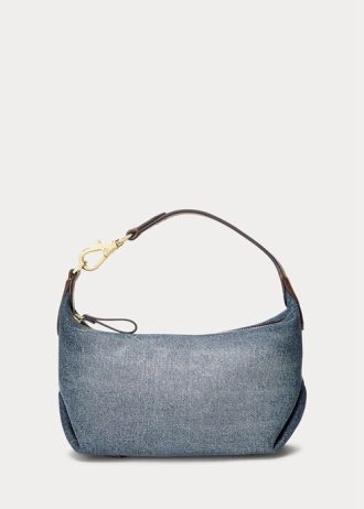 Sunset Indigo Wash/Lauren Kadın Ralph Lauren Yıkanmış Kot Küçük Kassie Omuz Çantaları