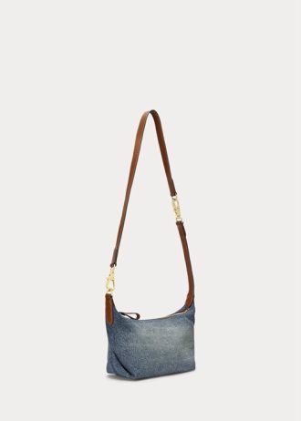 Sunset Indigo Wash/Lauren Kadın Ralph Lauren Yıkanmış Kot Küçük Kassie Omuz Çantaları