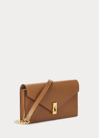 Tan Kadın Ralph Lauren Polo ID Deri Zincir Cüzdanlar