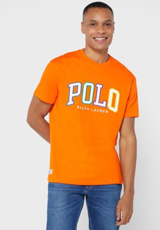 Turuncu Erkek Ralph Lauren Logolu Yuvarlak Yaka Tişörtler