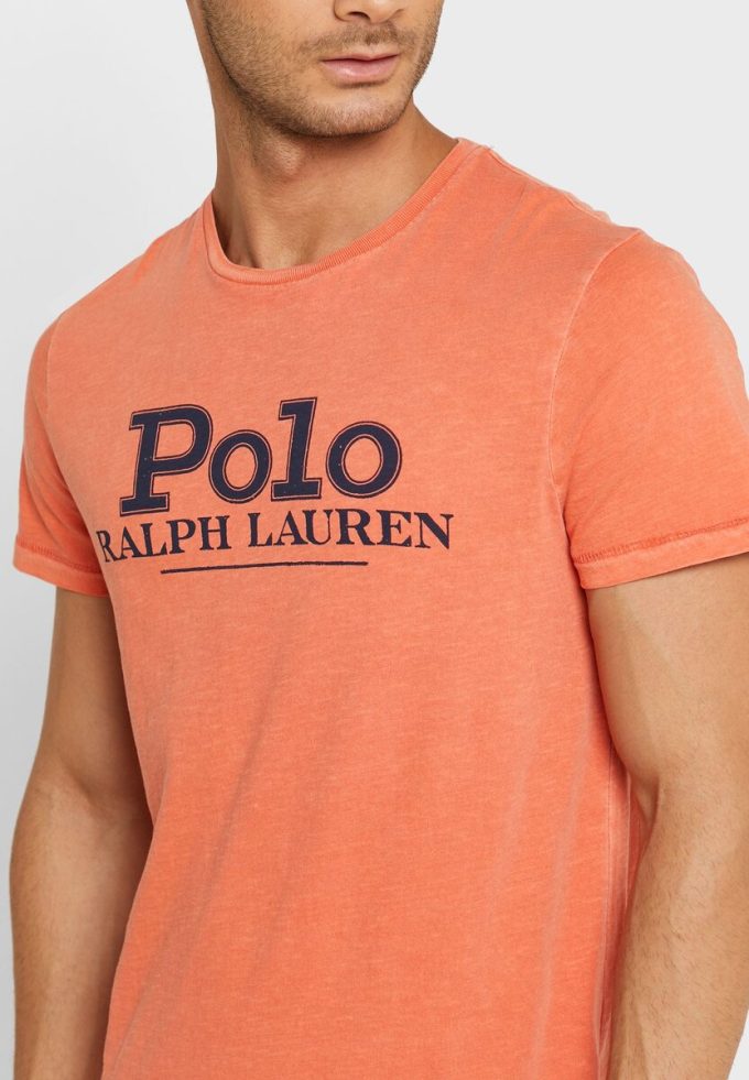 Turuncu Erkek Ralph Lauren Logolu Yuvarlak Yaka Tişörtler