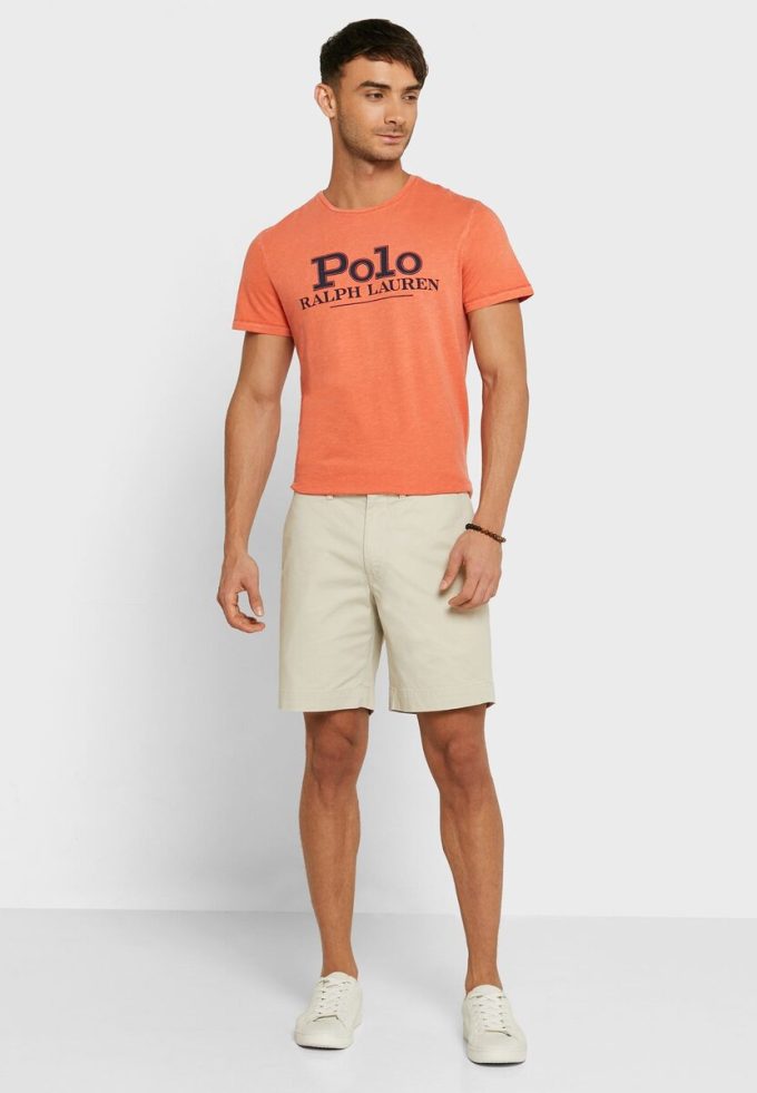 Turuncu Erkek Ralph Lauren Logolu Yuvarlak Yaka Tişörtler