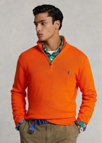 Turuncu Erkek Ralph Lauren Pamuklu Çeyrek Fermuarlı Kazak Turuncu Erkek Ralph Lauren Pamuklu Çeyrek Fermuarlı Kazak
