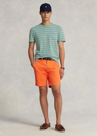 Turuncu Erkek Ralph Lauren Stretch Düz Kesim Chino Şort