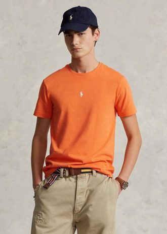 Turuncu Erkek Ralph Lauren Özel Slim Fit Yuvarlak Yaka Tişörtler