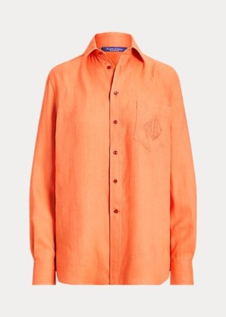 Turuncu Kadın Ralph Lauren Adrien Keten Gömlekler