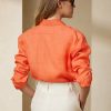 Turuncu Kadın Ralph Lauren Adrien Keten Gömlekler Turuncu Kadın Ralph Lauren Adrien Keten Gömlekler