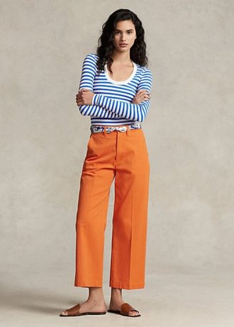 Turuncu Kadın Ralph Lauren Chino Geniş Paça Pantolon