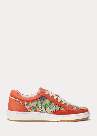 Turuncu Kadın Ralph Lauren Hailey Floral Monogram Jakarlı Spor Ayakkabı