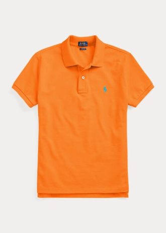 Turuncu Kadın Ralph Lauren Klasik Kesim File Polo Tişörtler