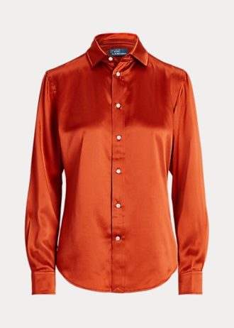 Turuncu Kadın Ralph Lauren Mulberry İpek Gömlekler Turuncu Kadın Ralph Lauren Mulberry İpek Gömlekler