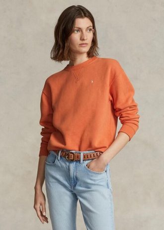 Turuncu Kadın Ralph Lauren Polar Yuvarlak Yaka Kazak Sweatshirt